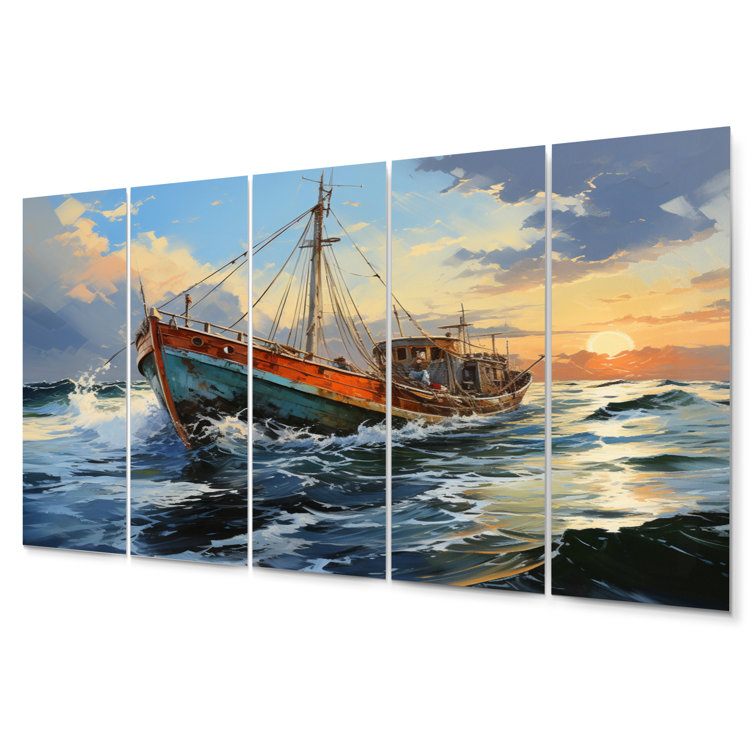 DesignArt Boat Expressive Seascapes II Transportation Metal Wall Art